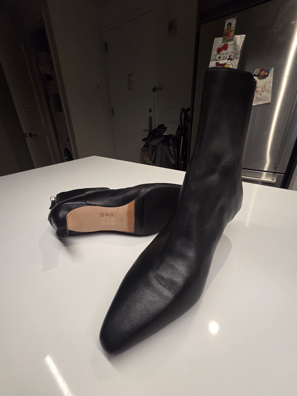 J. Crew Black Leather Pointed Toe Ankle Booties